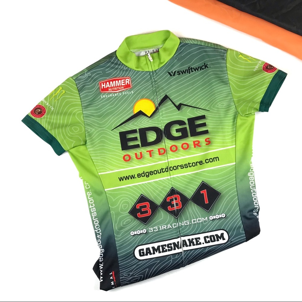 Primal Edge Outdoors Full Zip Cycling Jersey in Bright Green